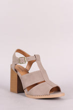 Load image into Gallery viewer, Qupid Peep Toe Cutout Chunky Heel Booties