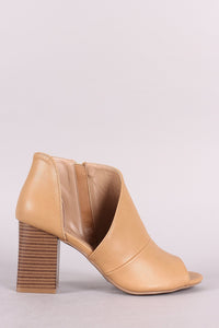 Qupid Peep Toe D Orsay Chunky Stacked Heel Booties